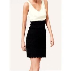 NWT! Ann Taylor Loft 8 Bodycon Sleeveless Dress Lace Overlay Short Black White